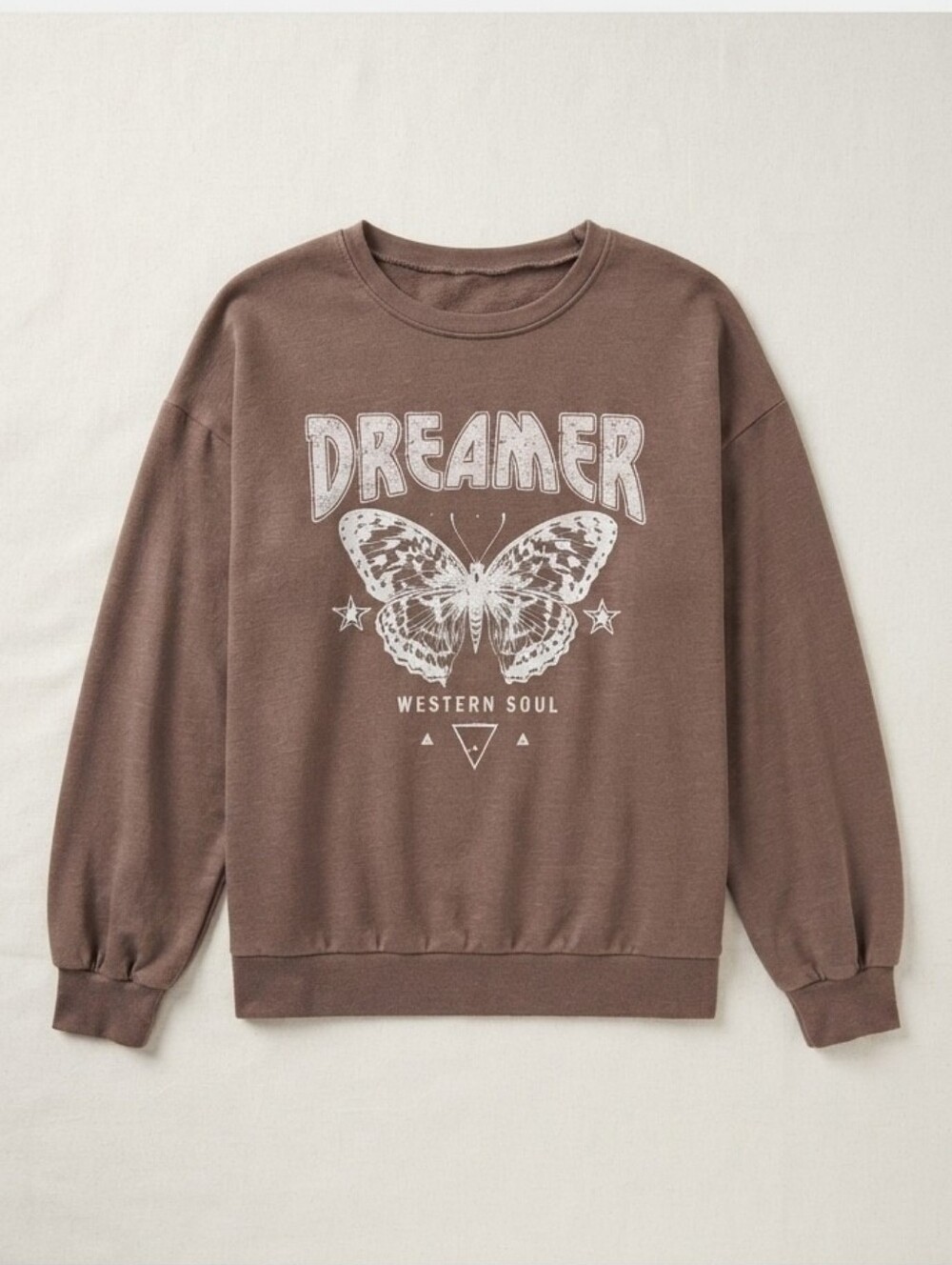 Brown Graphic Sweatshirt with Butterfly Design